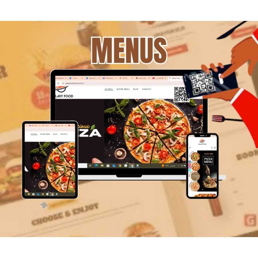 Menu café ou resto en ligne+qr code
